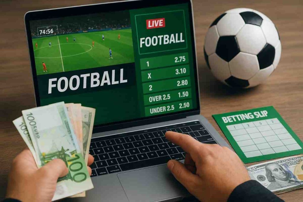 Jogador comemorando vitória nas apostas de futebol no HXHX cassino.